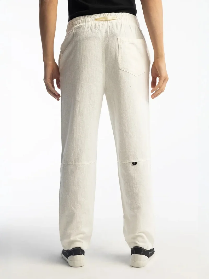 Giesto White GIESTO Straight Leg Pants with Drawstring Waist for Men | Best Price UAE
